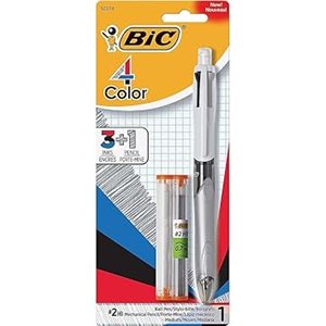 Stylo à bille rétractable 4 couleurs™ 3+1 + crayon